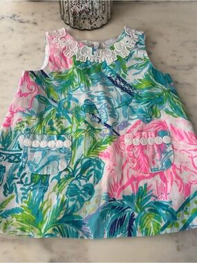 Lilly Pulitzer Infant Floral Tank Dress in Pink, Blue, Green